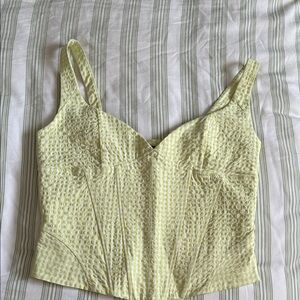 Zara Light Yellow Textured Crop Top